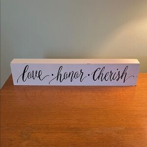 Love Honor Cherish White Wall Decor